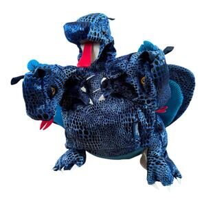 Folkmanis Hand Puppet Blue Three Headed Dragon Myth Storytelling Pretend
